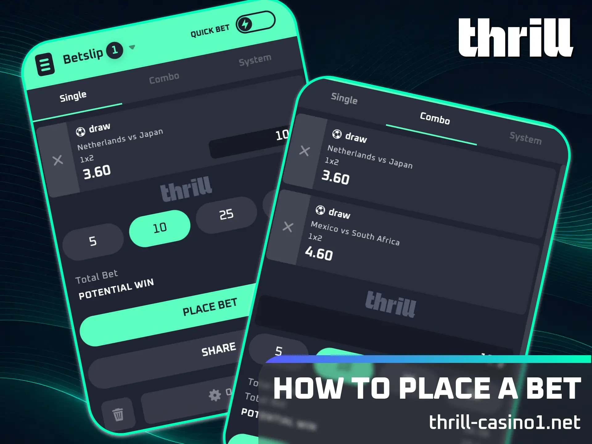 Read our quick guide on how to place a bet on the Thrill PWA.