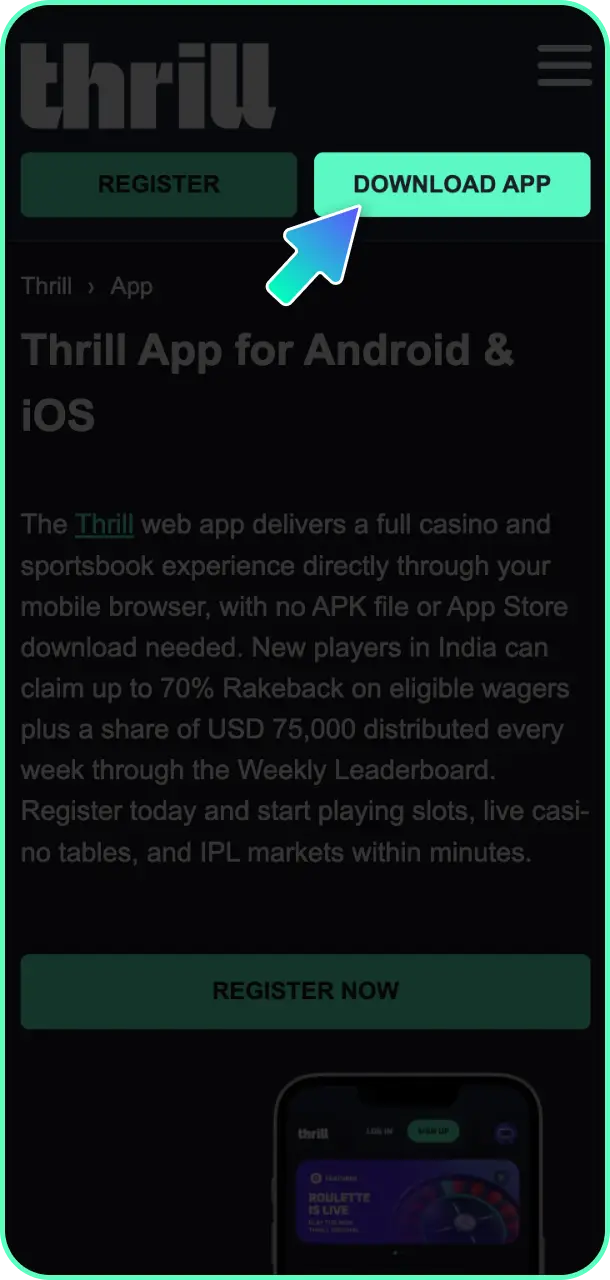 Open the Thrill site on this page using your mobile browser.