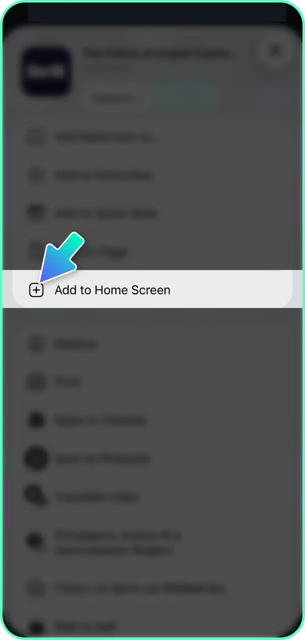 Select add to home screen to generate the quick Thrill app shortcut.