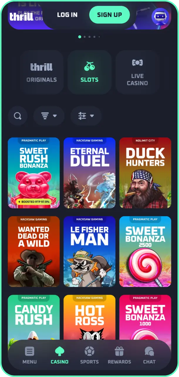 Browse through the extensive app interface slots thrill catalog on your device.