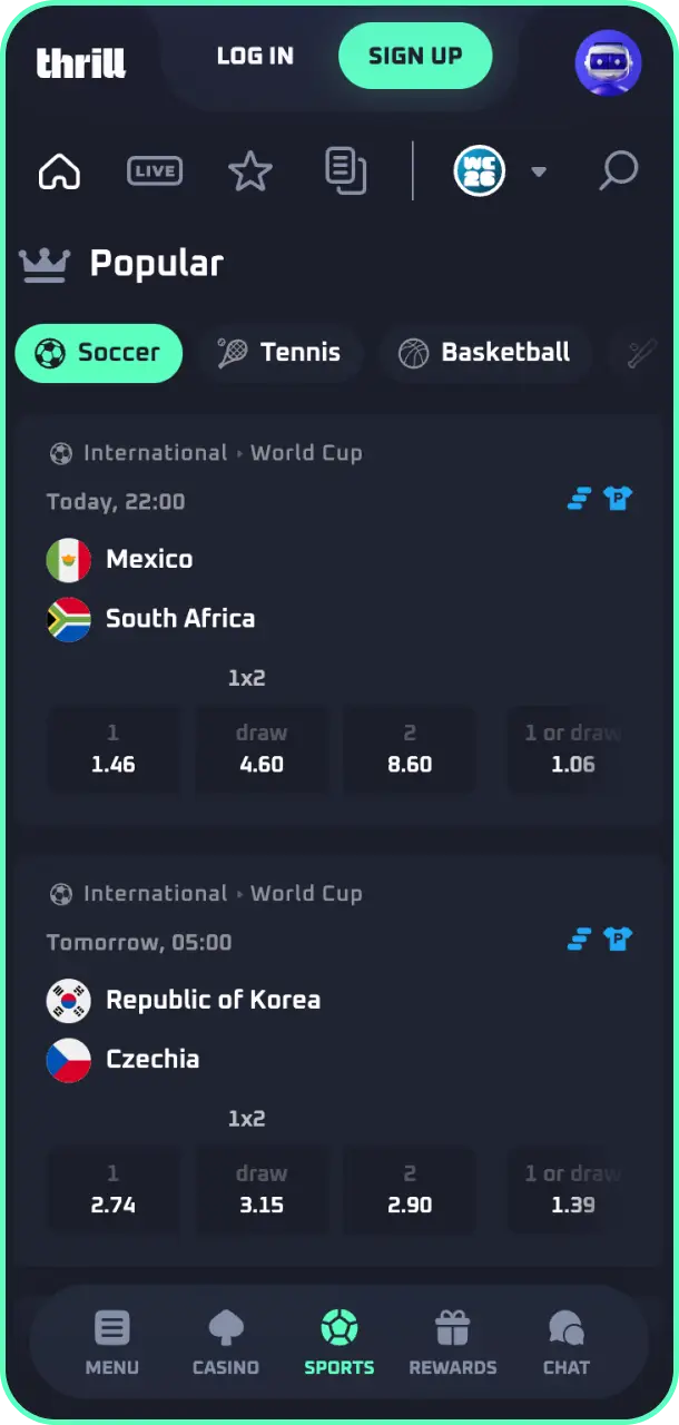 Check the current odds in the app interface sport thrill betting section.