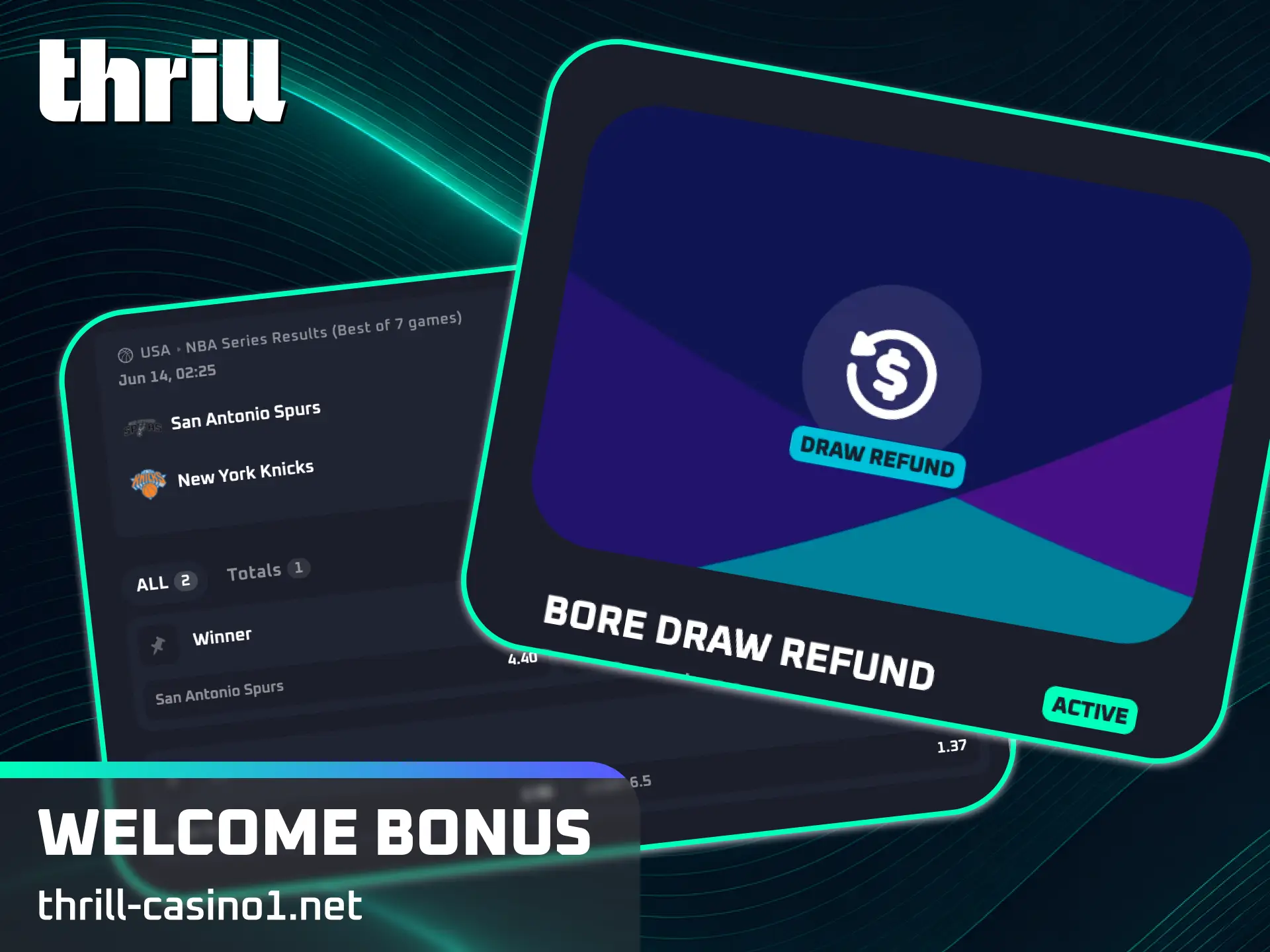 Claim your generous welcome bonus for basketball betting at Thrill right now.