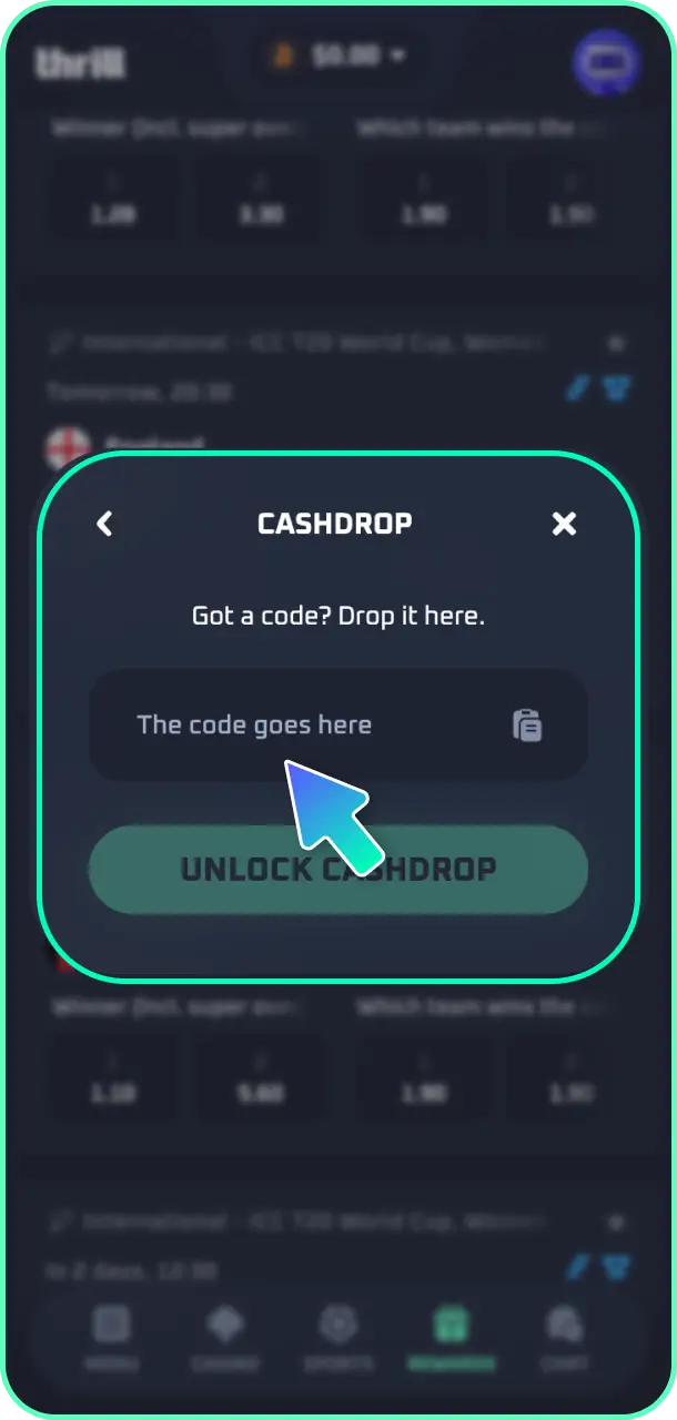 Copy your special voucher combinations and enter your promo code inside the Thrill profile section.