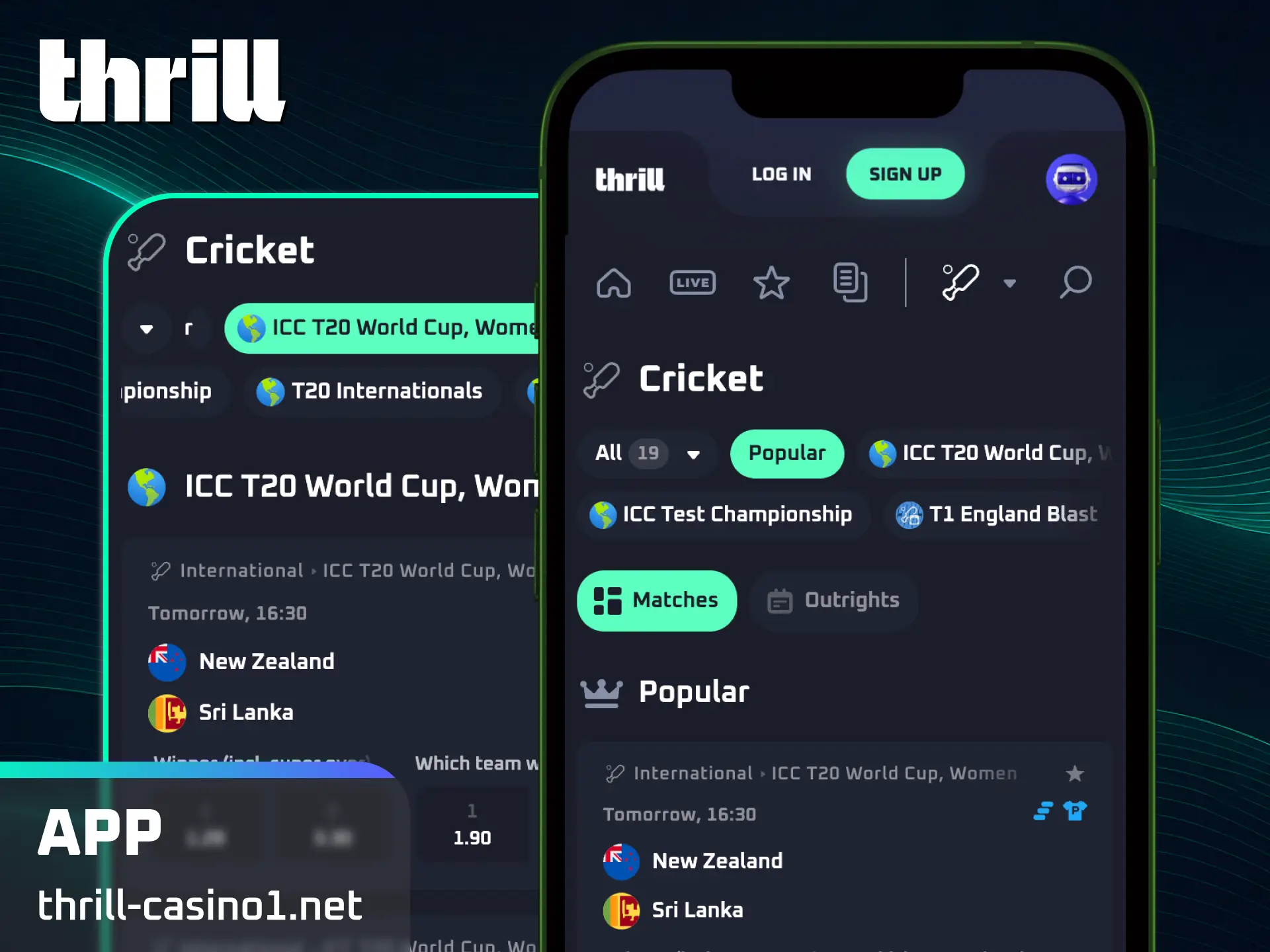 Follow your favorite live matches on the go using mobile cricket betting with the Thrill app.