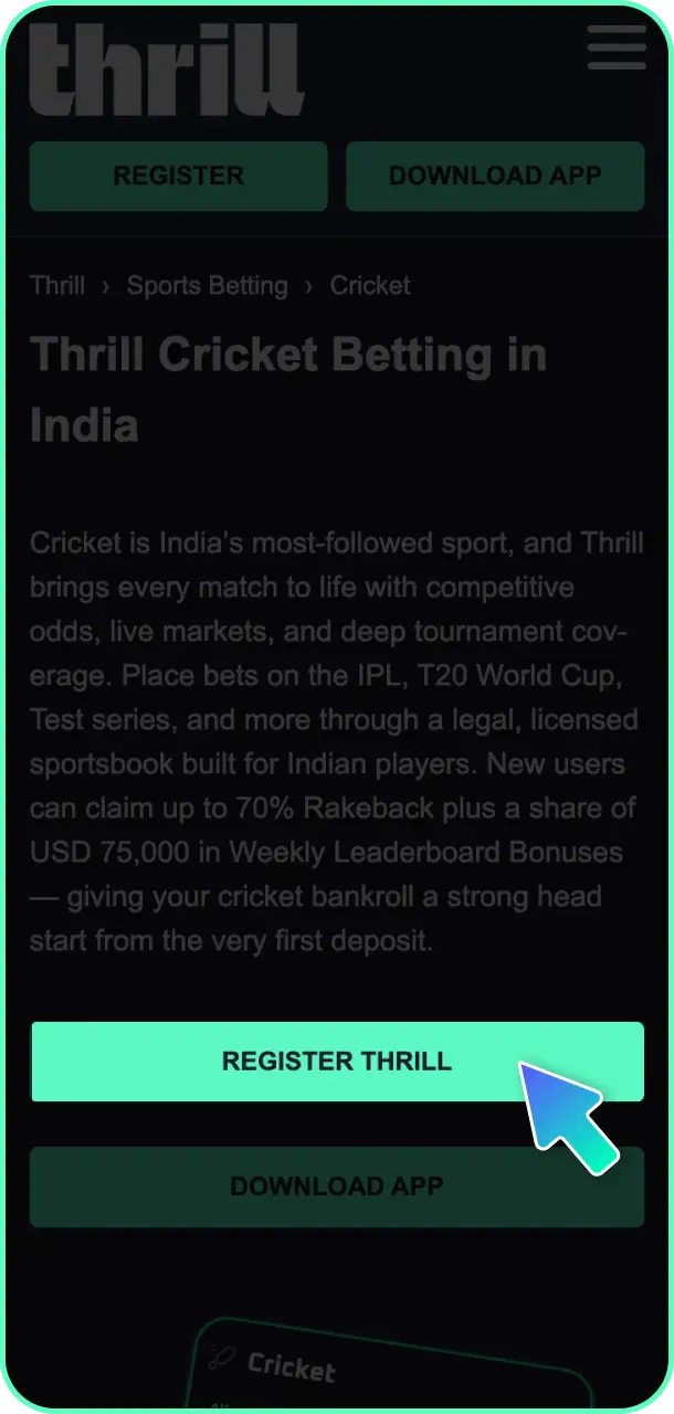 Complete the registration process to successfully create your account on the Thrill platform.