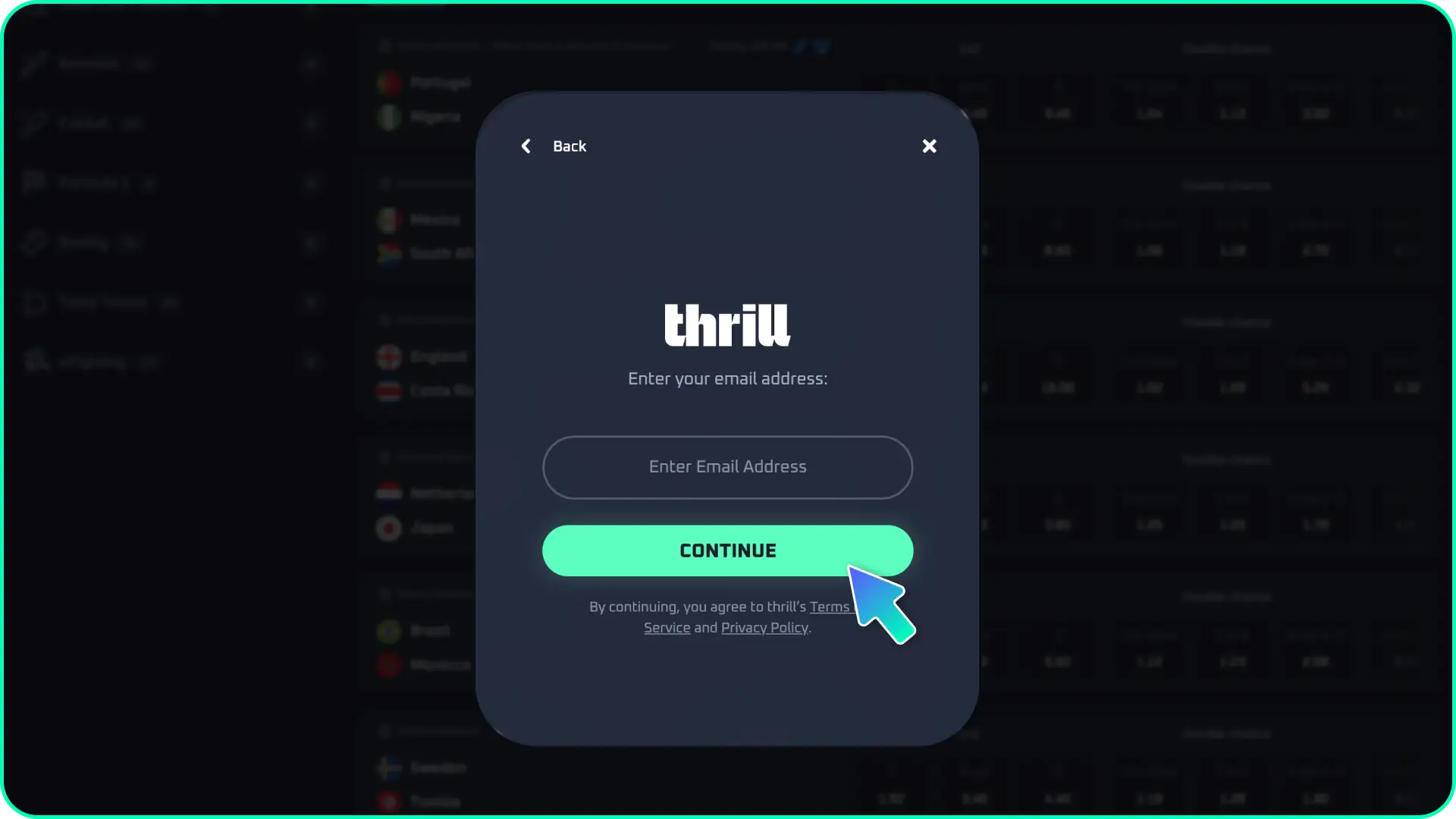 Open the official website and create your account to join Thrill esports.