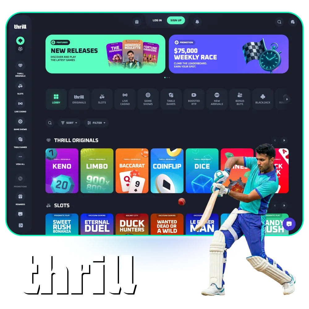 Register at the Thrill official sports betting and online casino platform to win.