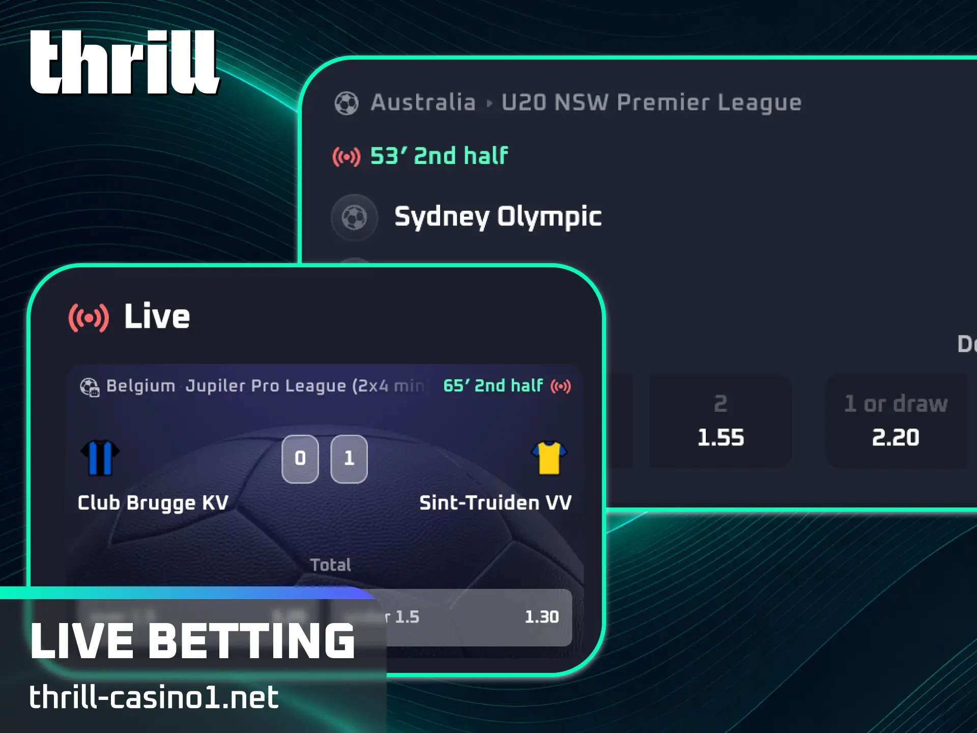 Experience real-time action and try live betting at Thrill right now.