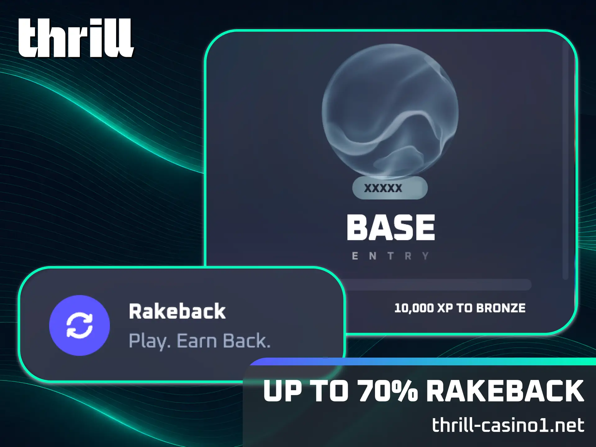 Claim up to 70% rakeback on the Thrill official main platform.