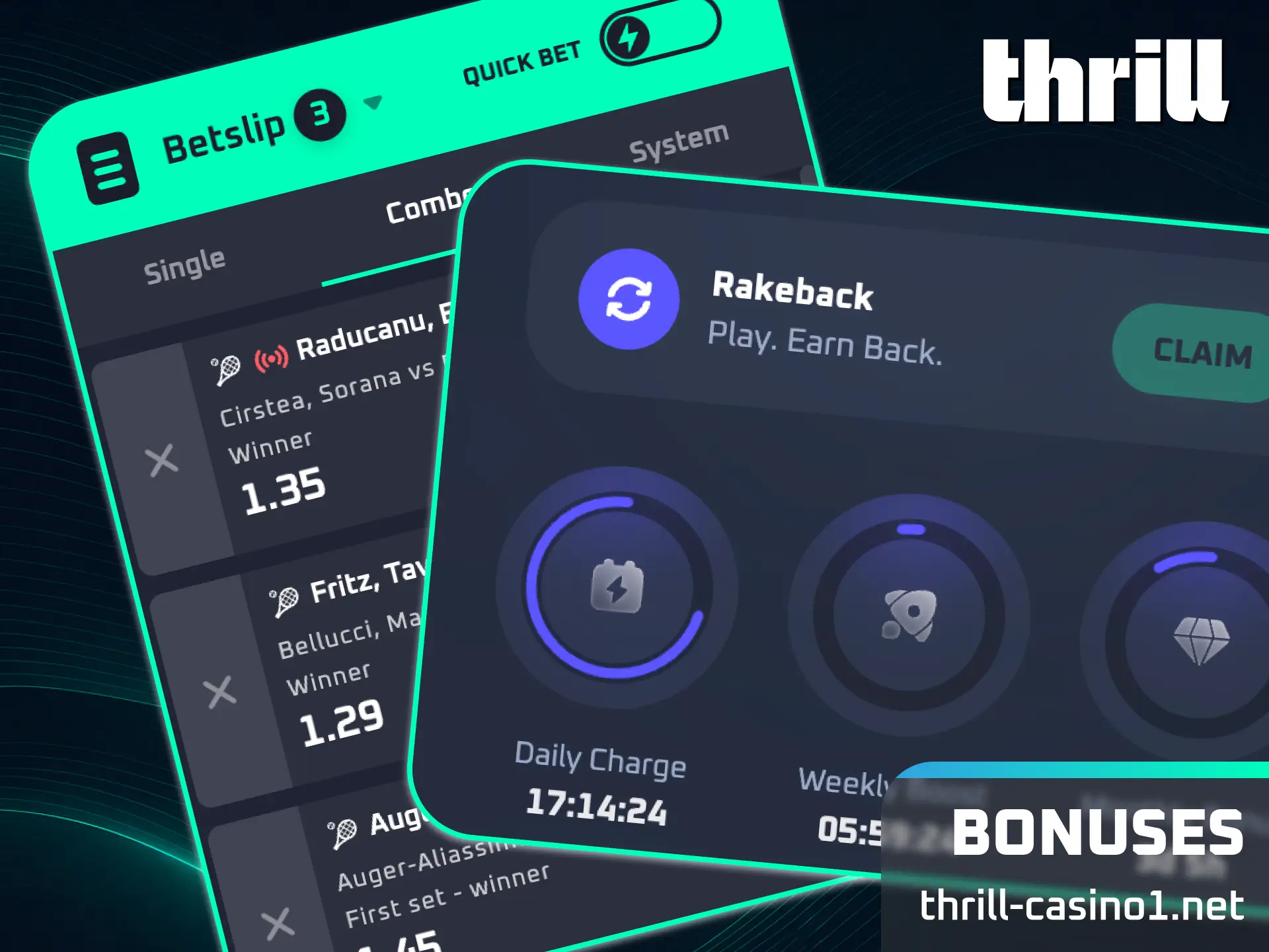 Activate generous tennis bonuses and promotions on Thrill to boost your wins.